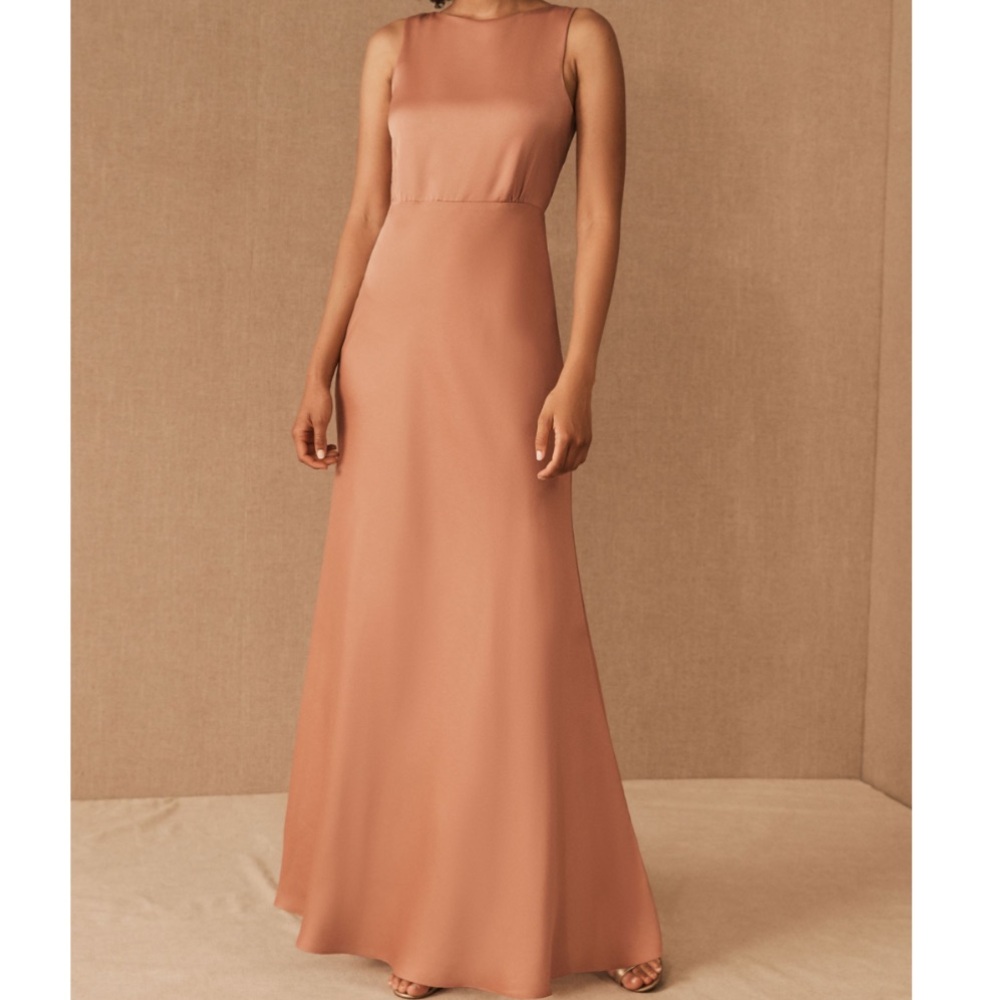 BHLDN Beckett Satin Charmeuse Maxi Dress Sedona Sunset